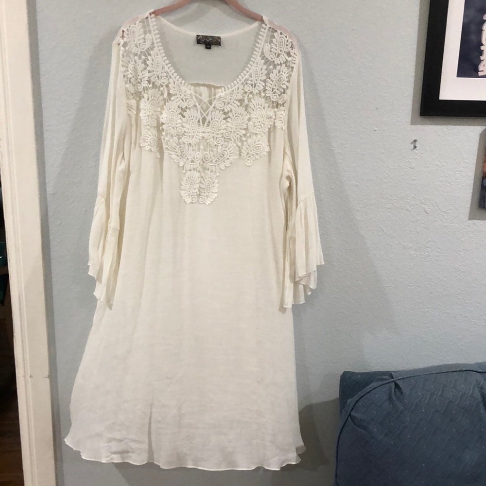 Dress beige white 3X